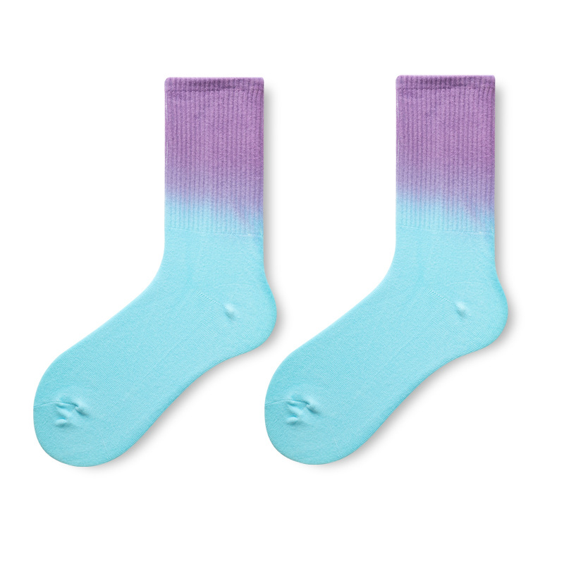 Glad Xvan Trendy Crew Socks Hanging With Gradient Tie Dye Skateboard Basketball Socks